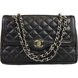 3481160AH (S6) Chanel Shoulder Bag Diana Matelasse CC Logo Black Leather